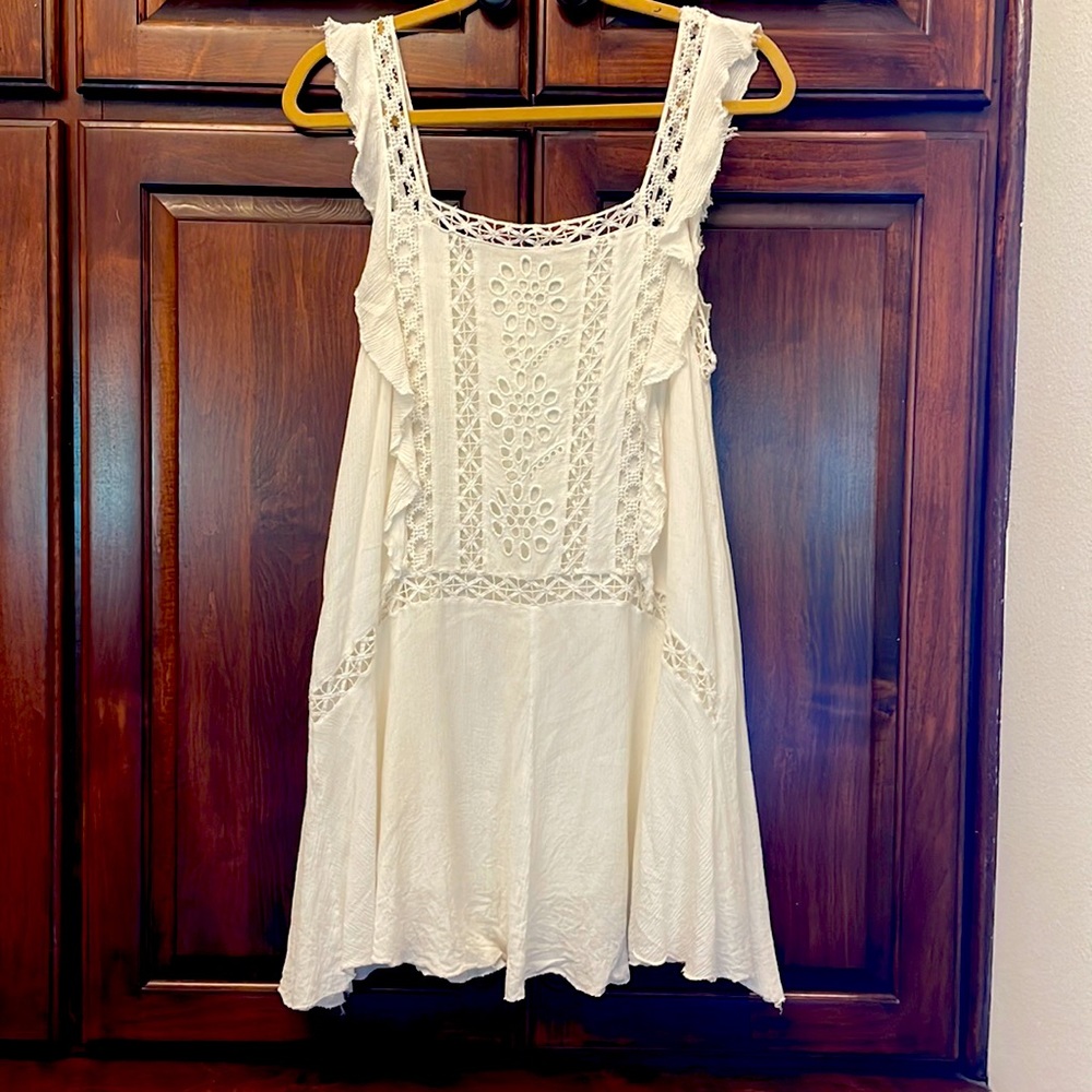 Free People ONE Priscilla White Crochet Mini Dress